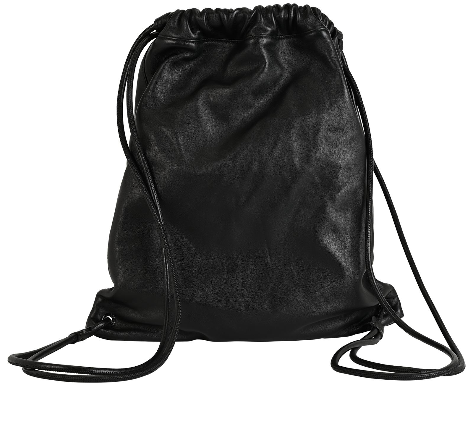 Drawstring Backpack, &pound;350, Handbags, Black, Leather, Back view